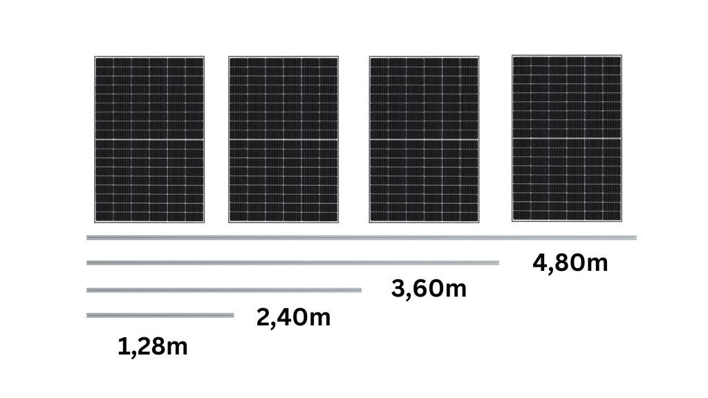 Aluschiene | 1,28m-4,8m | Silber/Schwarz