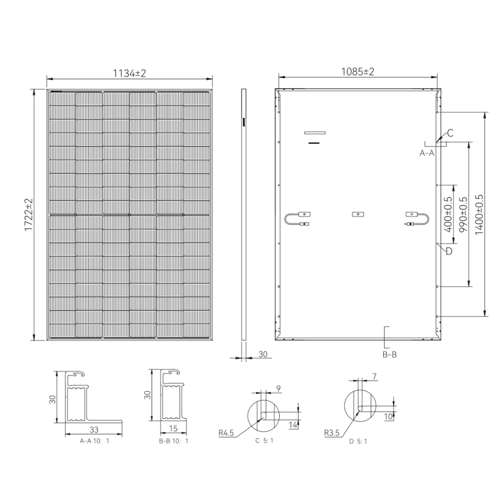 Glas Folie Solarmodul | Schwarzer Rahmen | Tongwei | TWMND-54HB 435W-440W